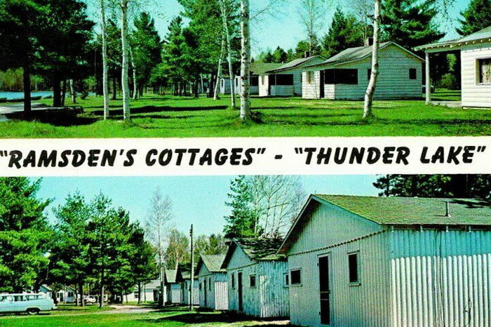 Thunder Lake Michigan Postcard Ramsdens Modern Cottages